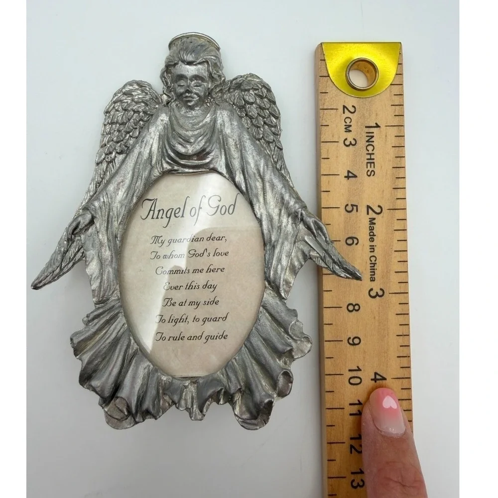 VTG Small Angel Pewter and Glass Guardian Angel Prayer Photo‎ Frame 4